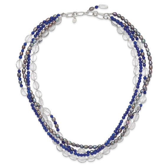 Sterling Silver FWC Pearl/Quartz Adjustable 17in or 40in Necklace