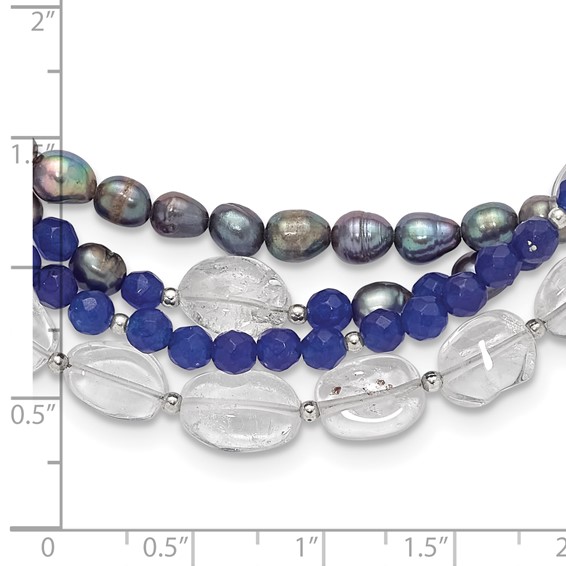 Sterling Silver FWC Pearl/Quartz Adjustable 17in or 40in Necklace