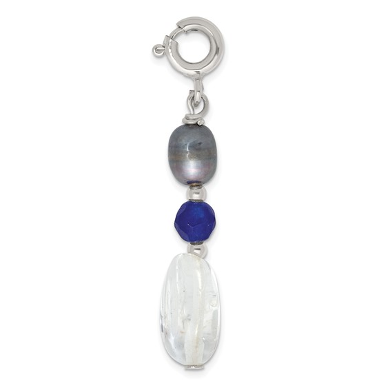 Sterling Silver FWC Pearl/Quartz Adjustable 17in or 40in Necklace