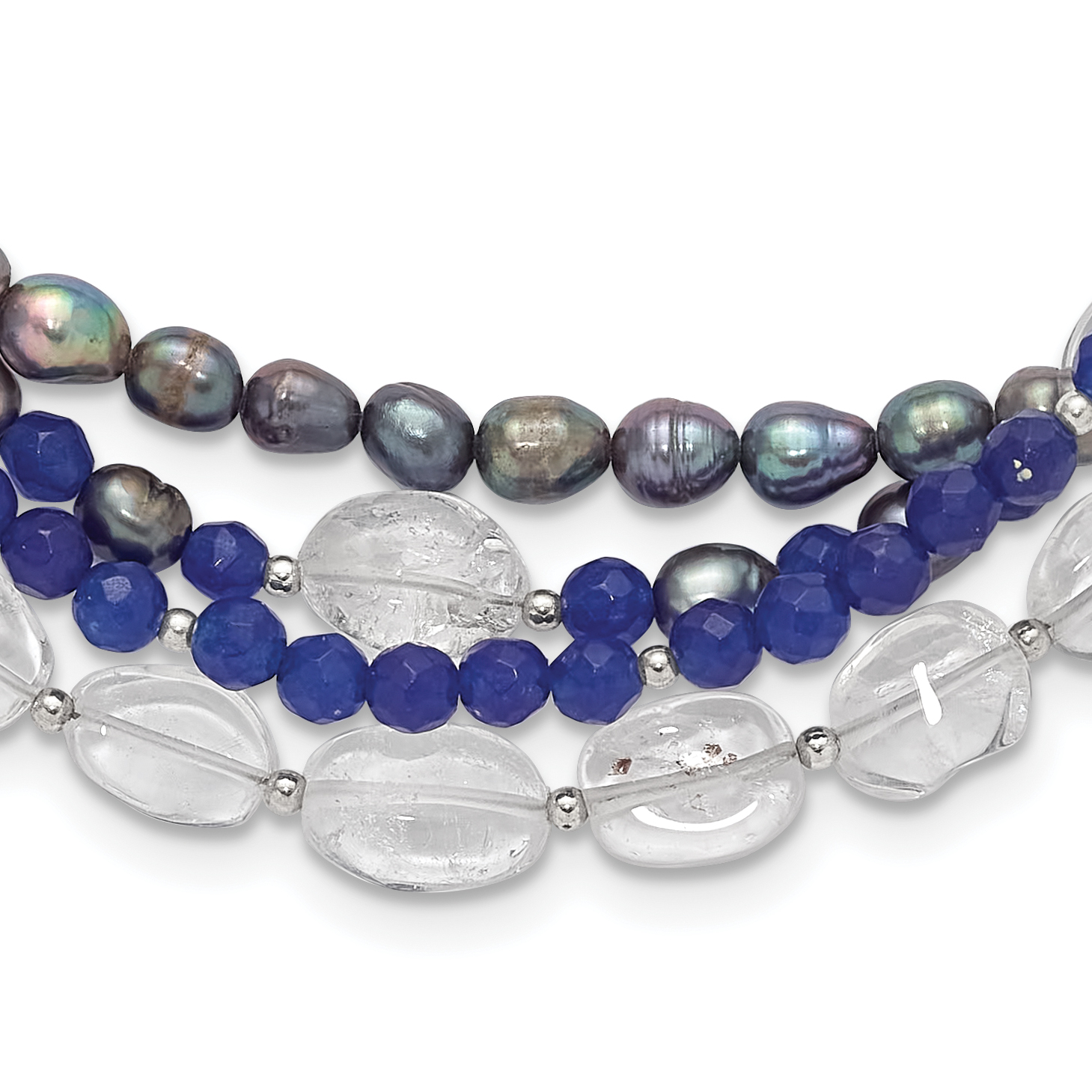 Sterling Silver FWC Pearl/Quartz Adjustable 17in or 40in Necklace (QH5720)