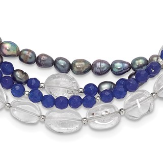 Sterling Silver FWC Pearl/Quartz Adjustable 17in or 40in Necklace