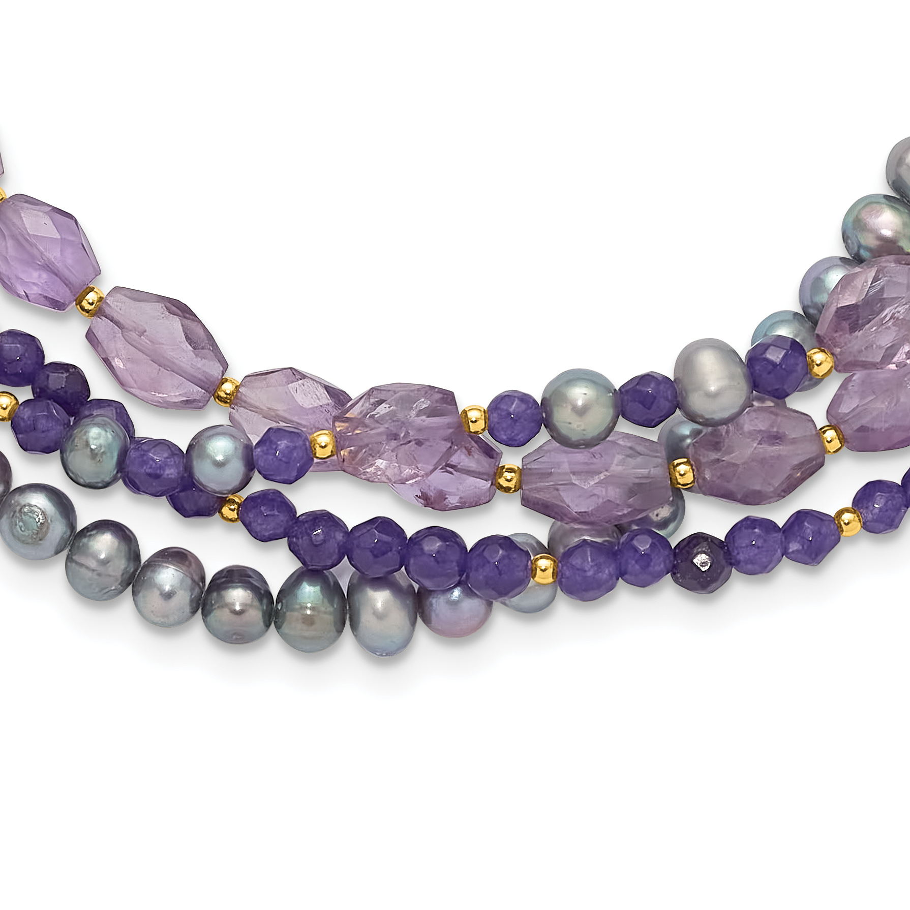 Sterling Silver Gold-plated Multi Stone Adj. 17in or 40in Necklace (QH5721)