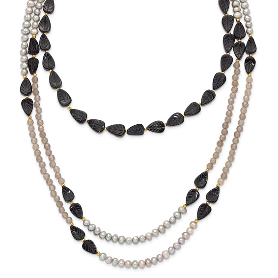 Sterling Silver Gold-plated Multi Stone Adj. 17in or 40in Necklace