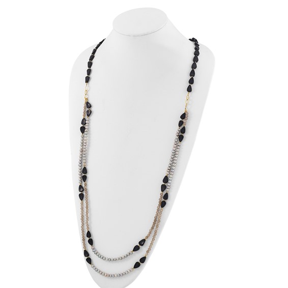 Sterling Silver Gold-plated Multi Stone Adj. 17in or 40in Necklace