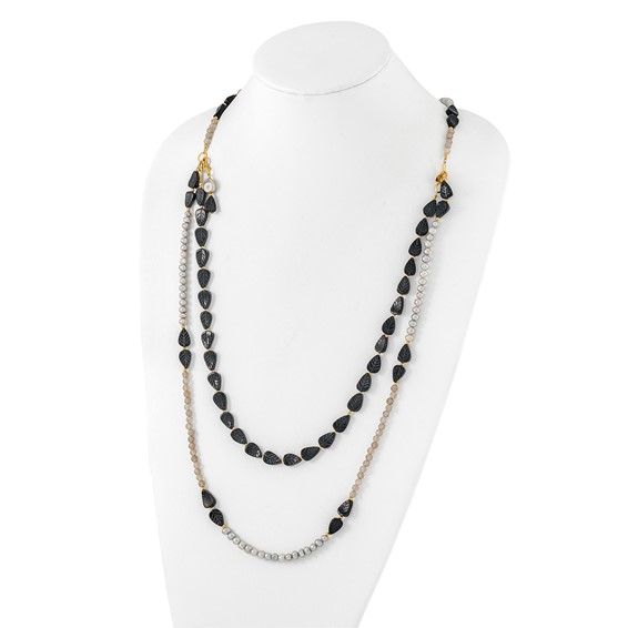 Sterling Silver Gold-plated Multi Stone Adj. 17in or 40in Necklace