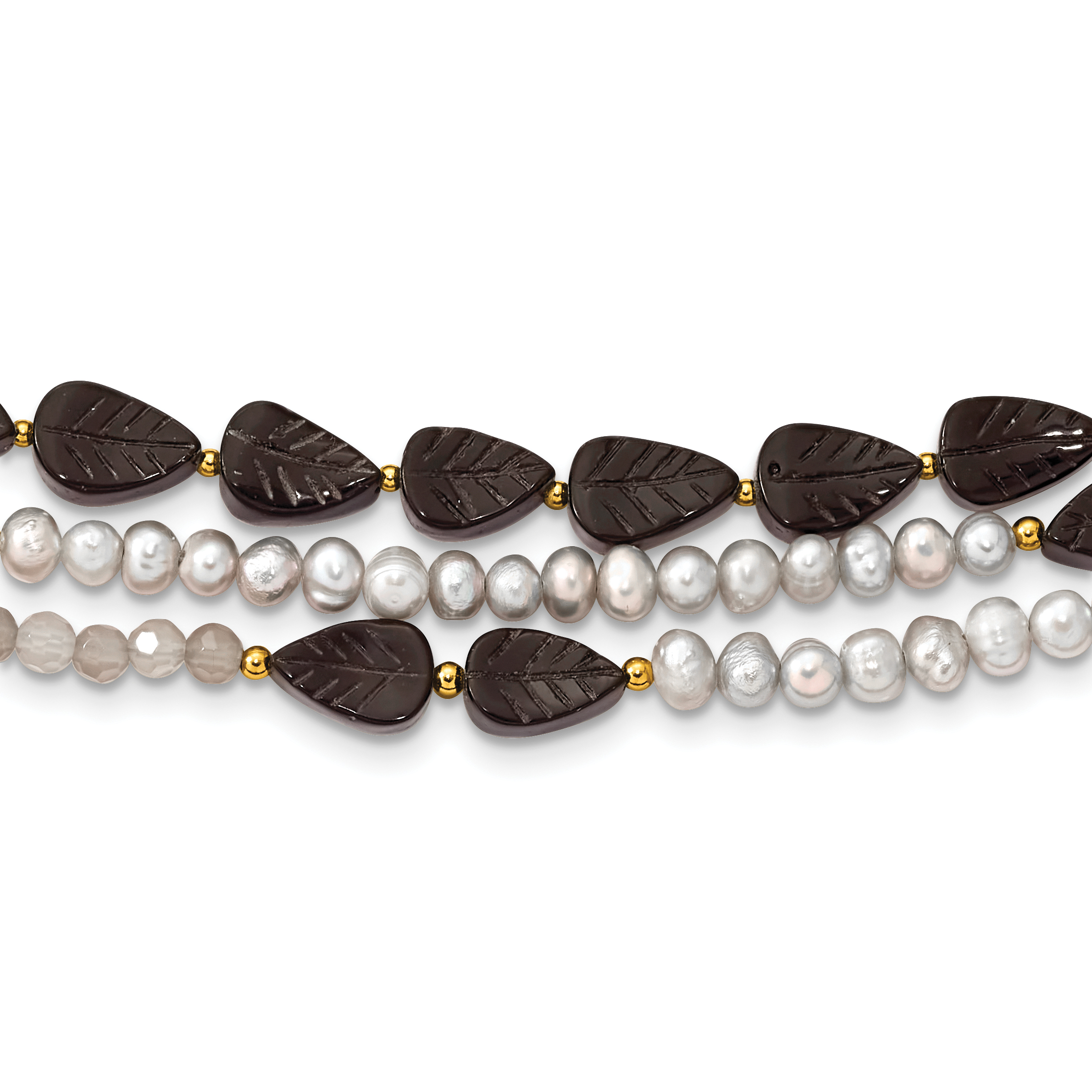 Sterling Silver Gold-plated Multi Stone Adj. 17in or 40in Necklace (QH5722)