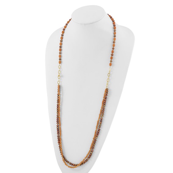 Sterling Silver Gold-plated Multi Stone Adj. 17in or 40in Necklace