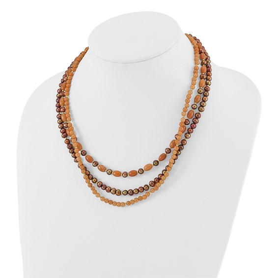 Sterling Silver Gold-plated Multi Stone Adj. 17in or 40in Necklace