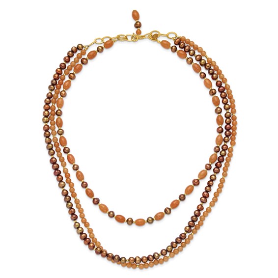 Sterling Silver Gold-plated Multi Stone Adj. 17in or 40in Necklace