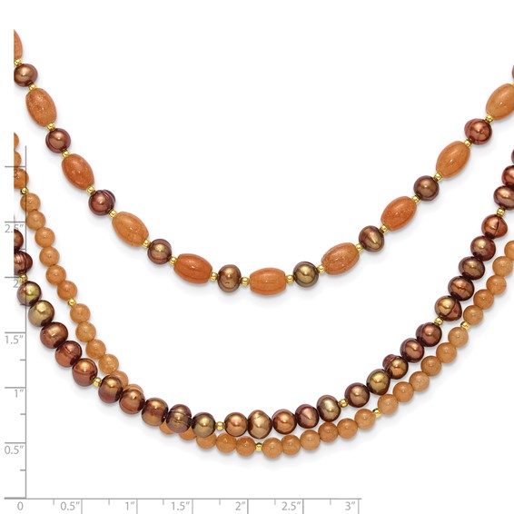 Sterling Silver Gold-plated Multi Stone Adj. 17in or 40in Necklace