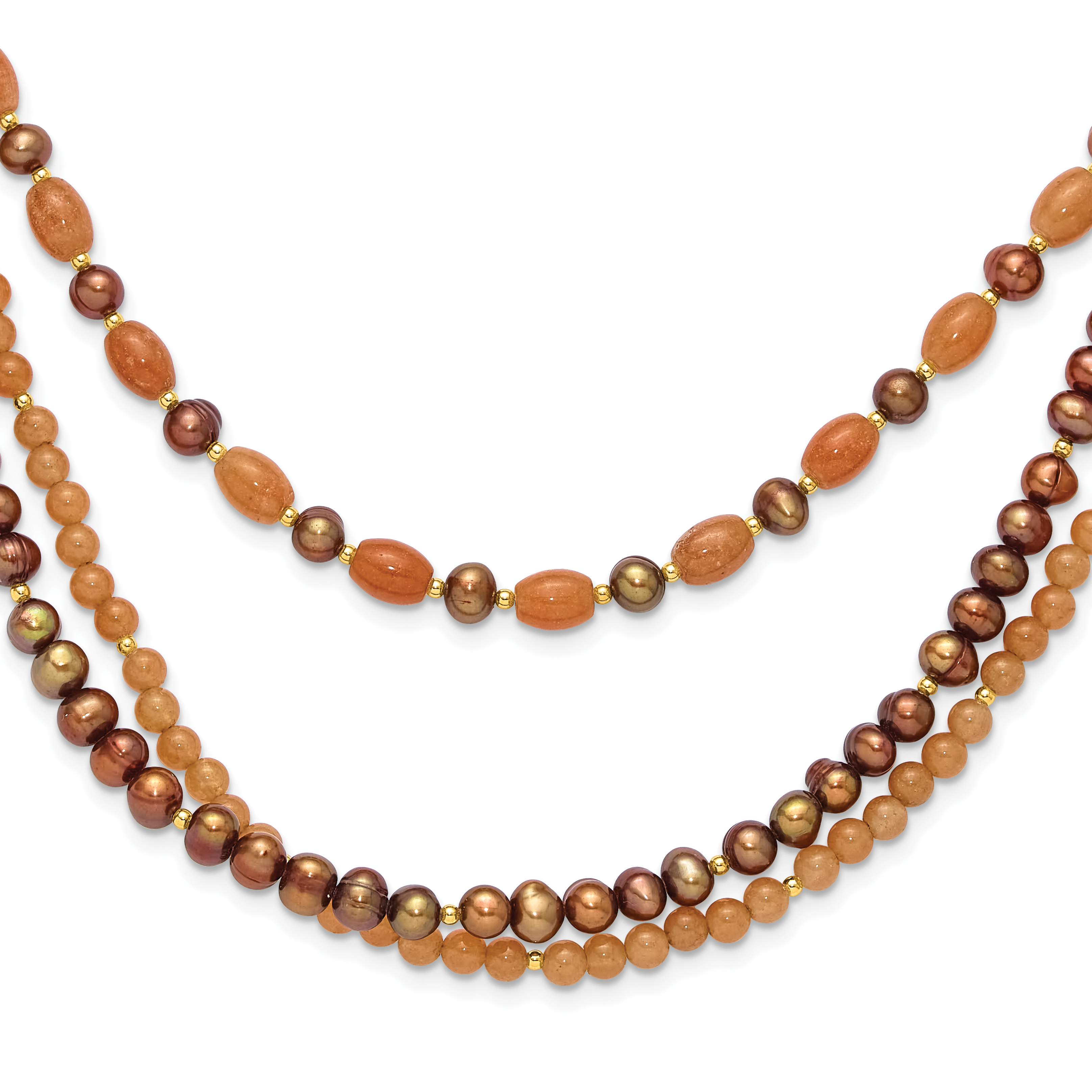 Sterling Silver Gold-plated Multi Stone Adj. 17in or 40in Necklace (QH5723)