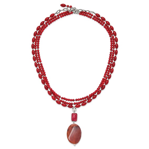 Sterling Silver Multi Stone Adjustable 17in or 40in Necklace