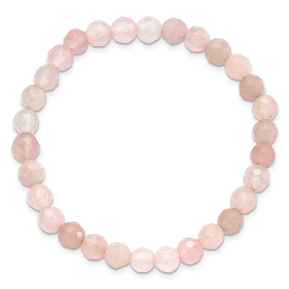 Rose Quartz Faceted 6.50mm Beaded Stretch Bracelet