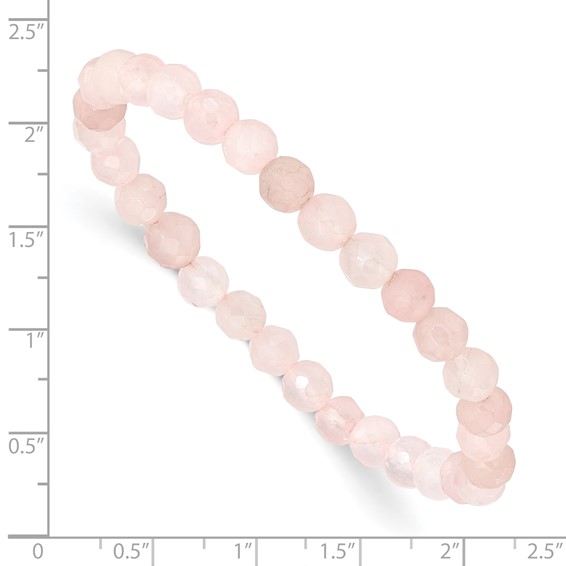 Rose Quartz Faceted 6.50mm Beaded Stretch Bracelet