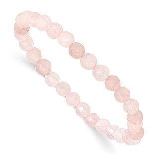 Rose Quartz Faceted 6.50mm Beaded Stretch Bracelet