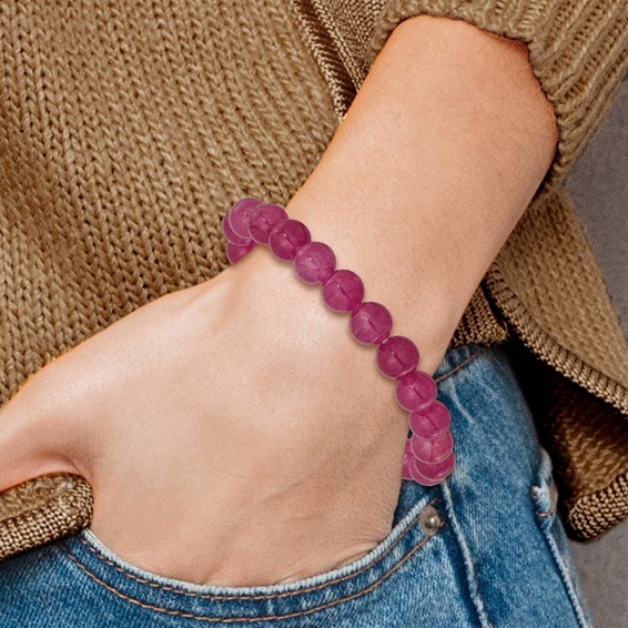 Strawberry Quartz 8.50mm Beaded Stretch Bracelet