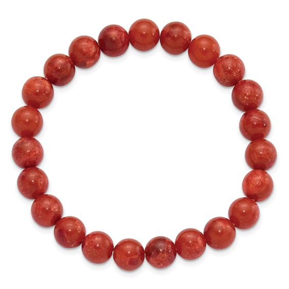 Reconstituted Coral 8.5mm Beaded Stretch Bracelet