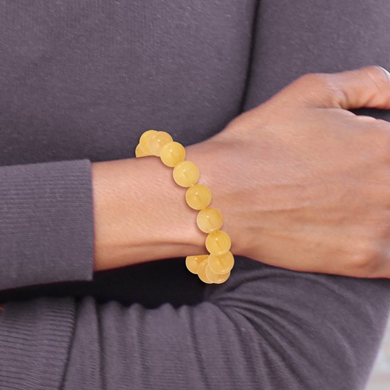 Yellow Quartz 10.00mm Beaded Stretch Bracelet