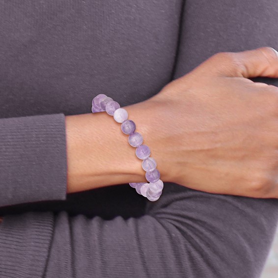 Amethyst 8.50mm Beaded Stretch Bracelet