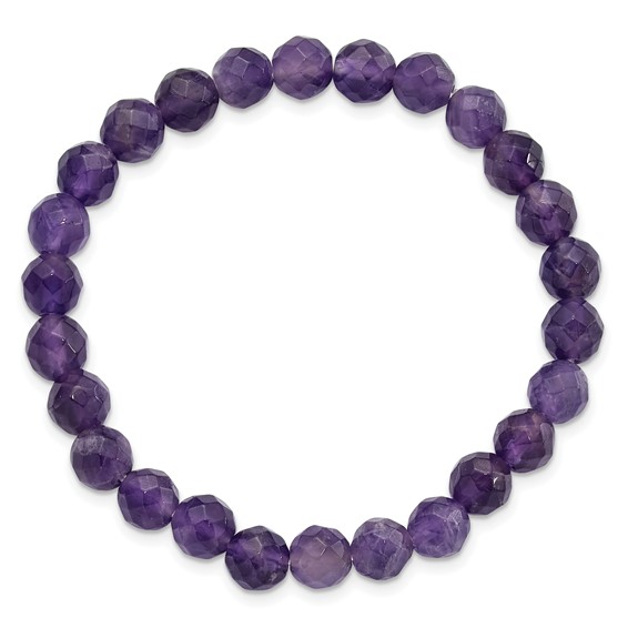 Amethyst Faceted 7.00mm Beaded Stretch Bracelet