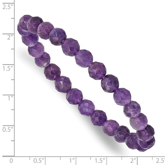 Amethyst Faceted 7.00mm Beaded Stretch Bracelet