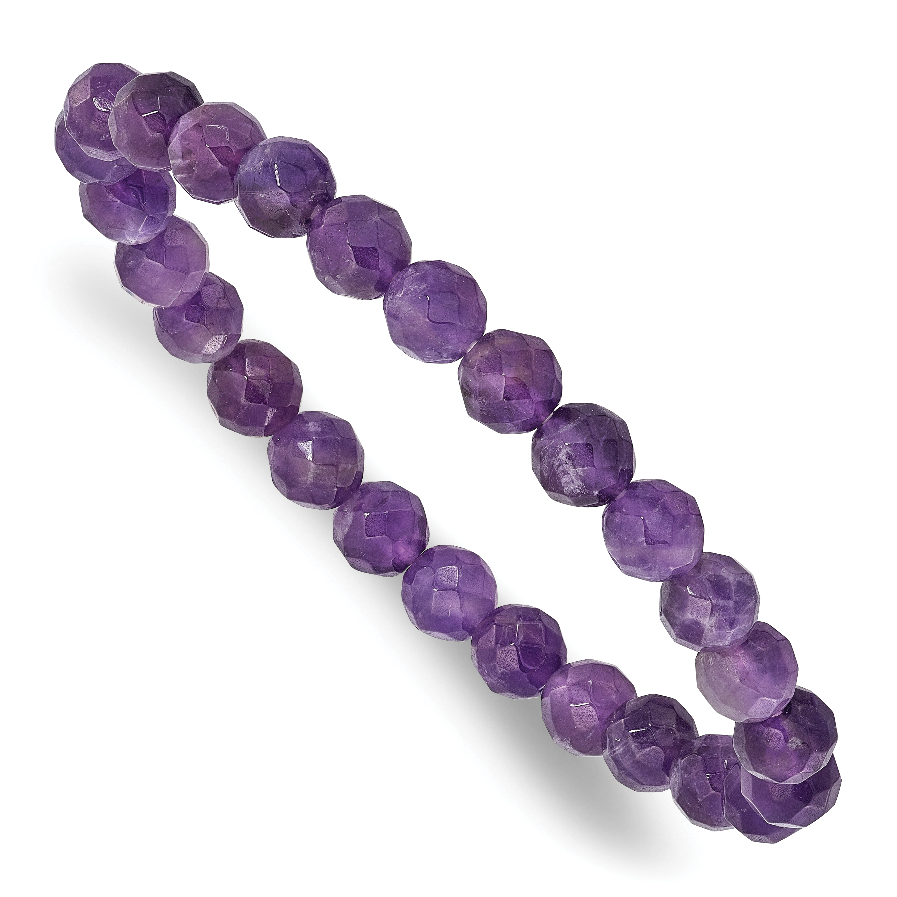 Amethyst Faceted 7.00mm Beaded Stretch Bracelet (QH5737)