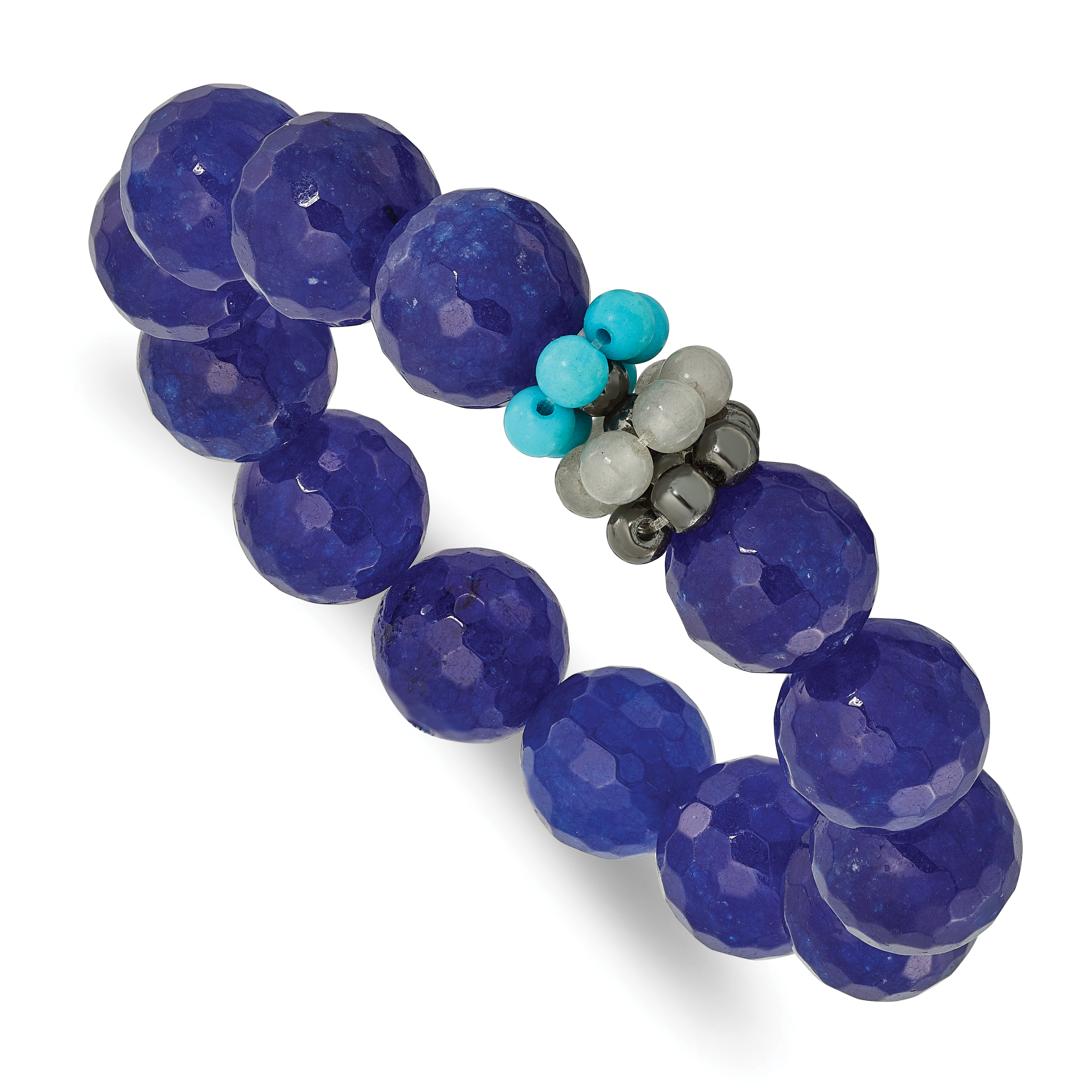 Hematite Agate Quartz Recon Magnesite Stretch Bracelet (QH5739)
