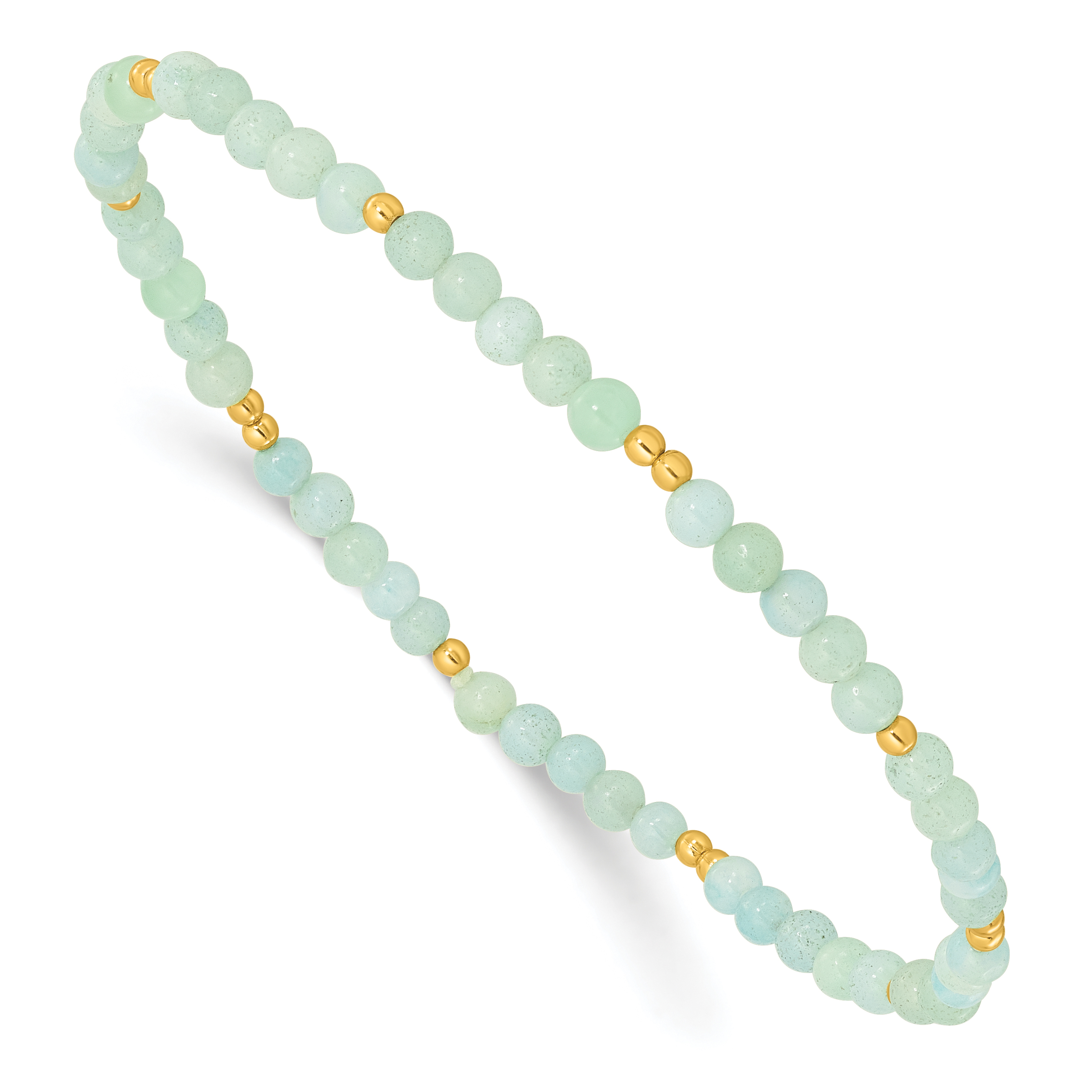 Sterling Silver Gold-plated 3mm Blue Quartz Stretch Bracelet (QH5740)