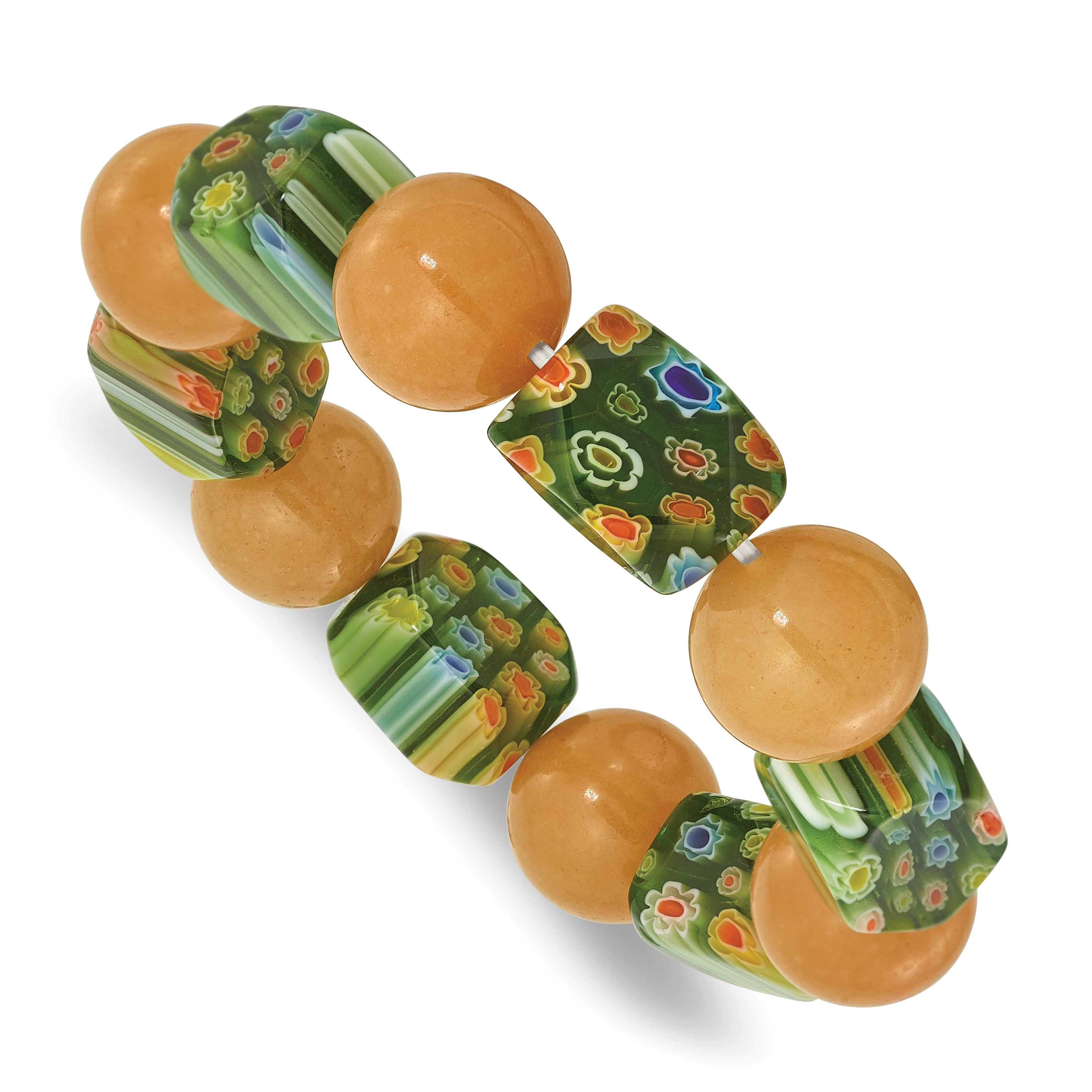 Aventurine and Kangsai Glass Beaded Stretch Bracelet (QH5748)