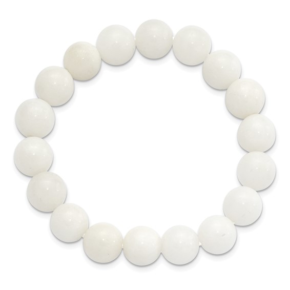 White Jade 10.00mm Beaded Stretch Bracelet