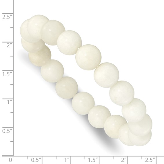 White Jade 10.00mm Beaded Stretch Bracelet