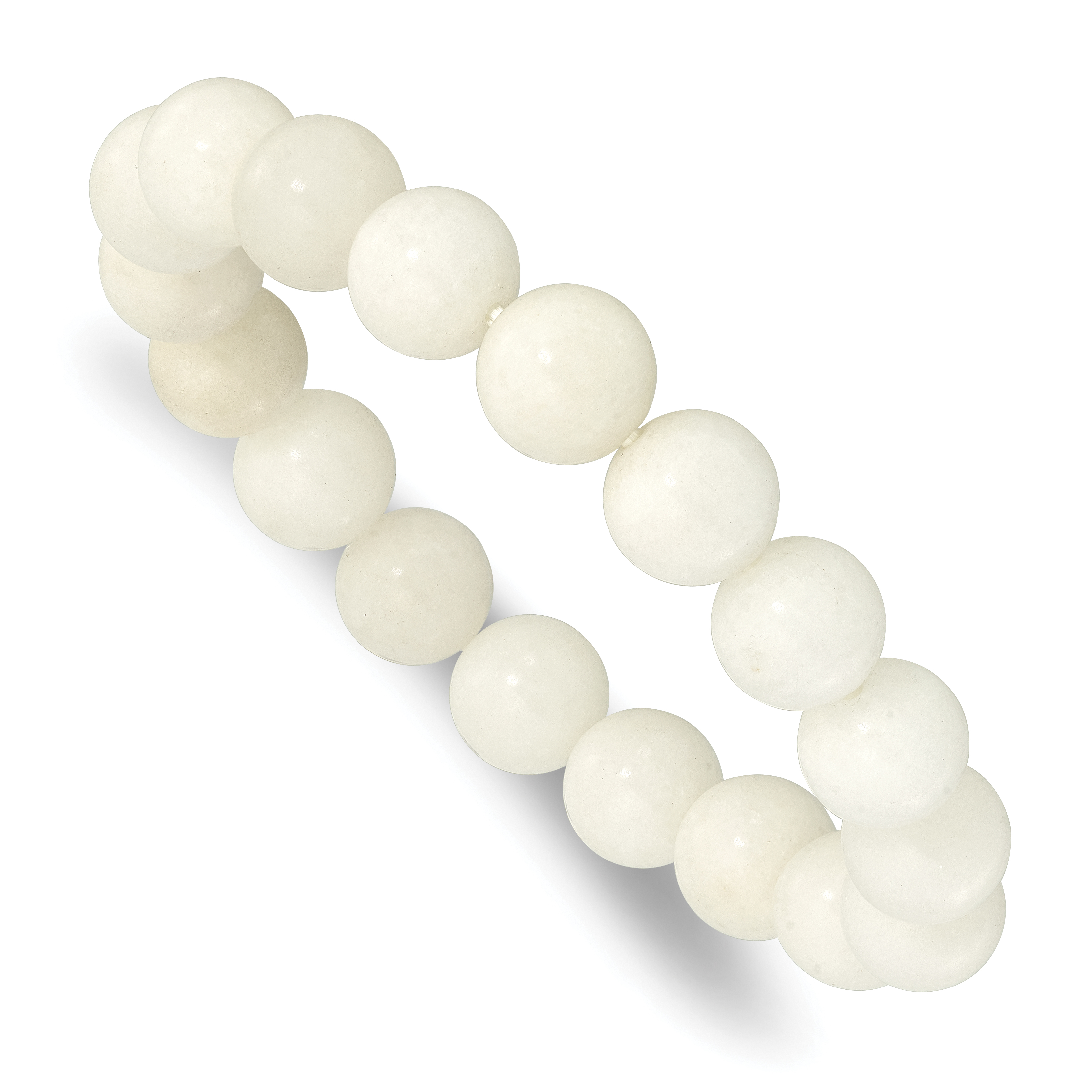 White Jade 10.00mm Beaded Stretch Bracelet (QH5750)