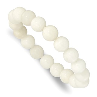White Jade 10.00mm Beaded Stretch Bracelet