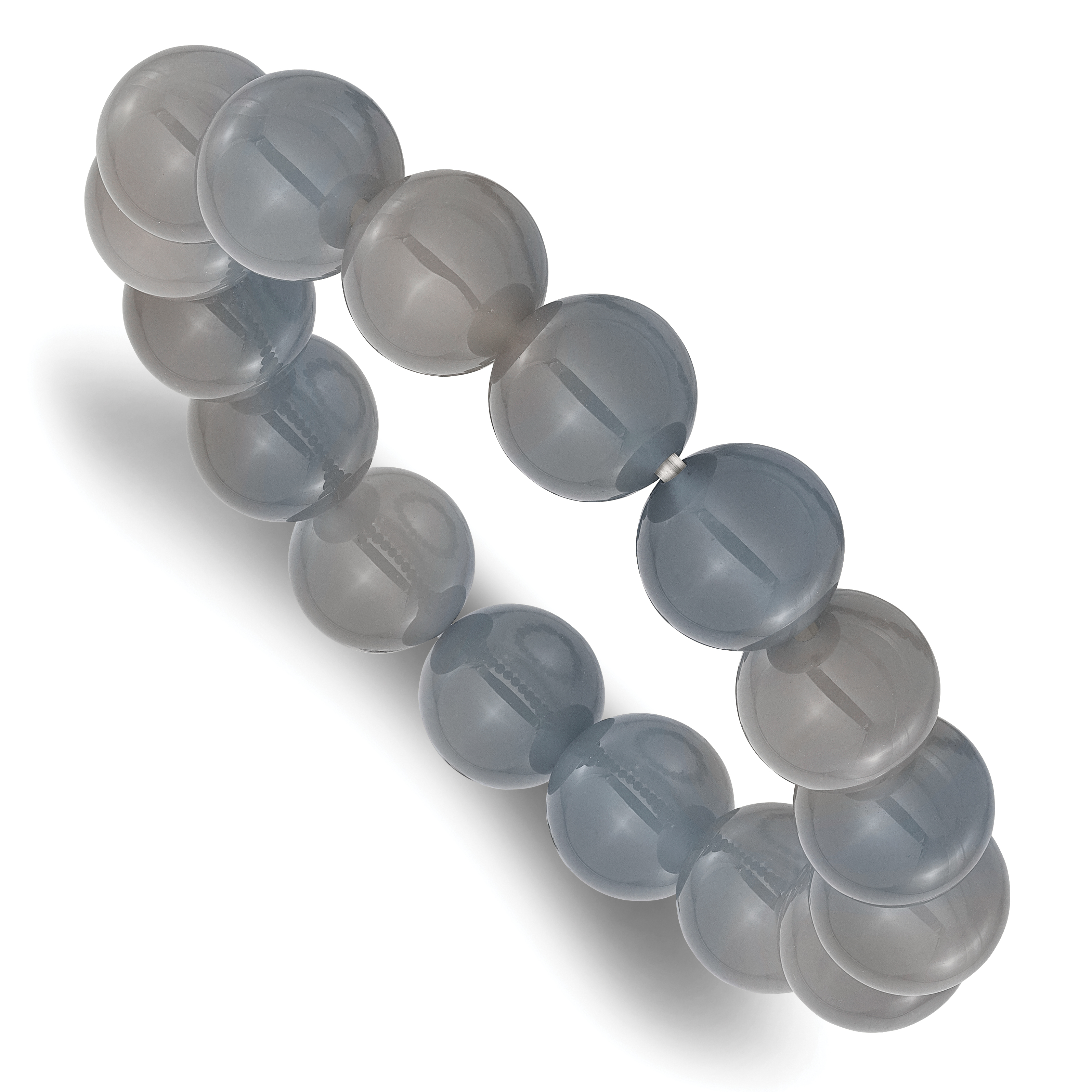 Grey Agate 12mm Beaded Stretch Bracelet (QH5754)