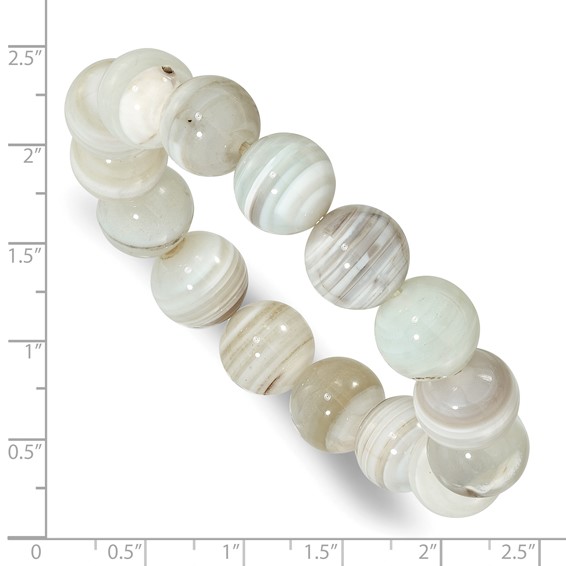 Grey Agate 12.00mm Beaded Stretch Bracelet