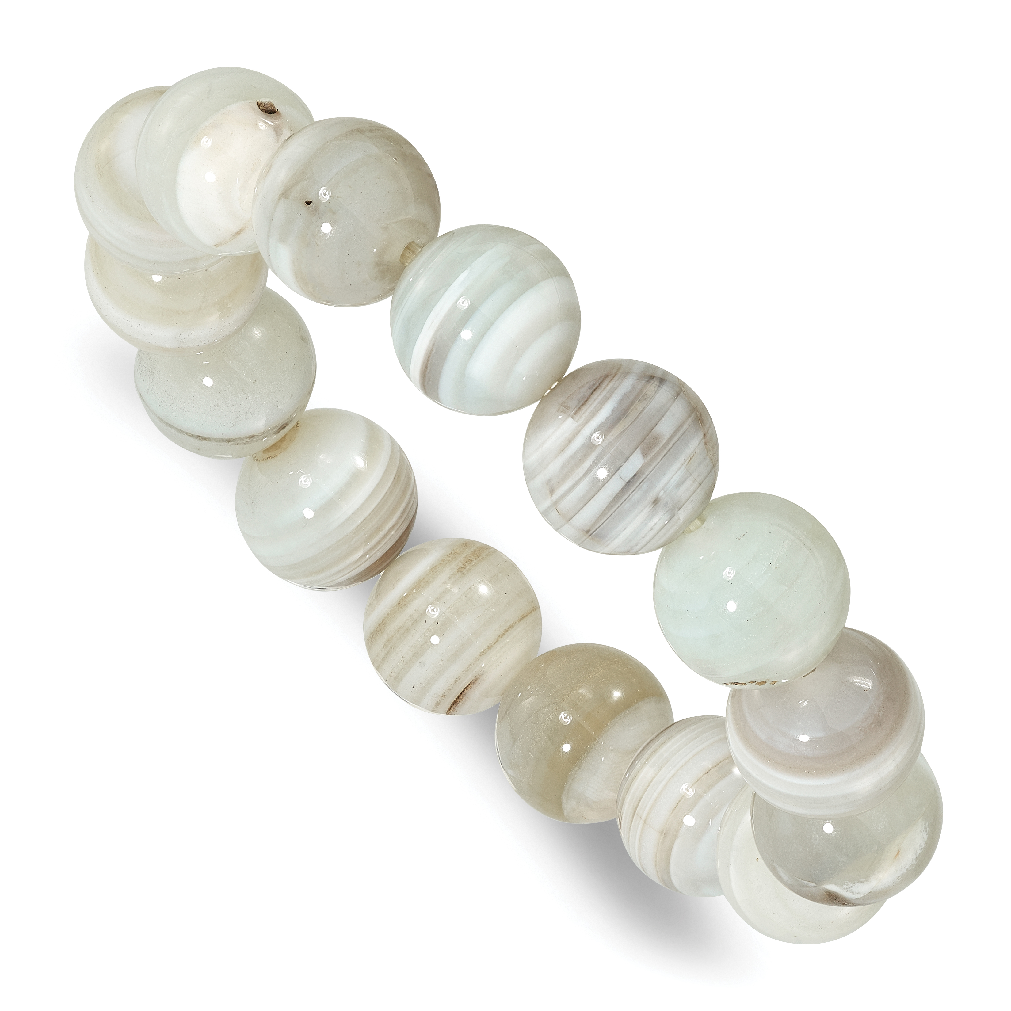 Grey Agate 12.00mm Beaded Stretch Bracelet (QH5755)
