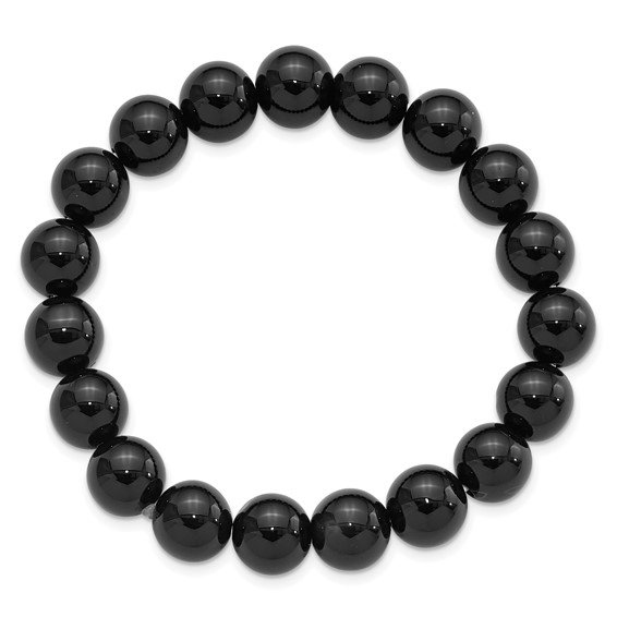 Black Agate 10mm Beaded Stretch Bracelet