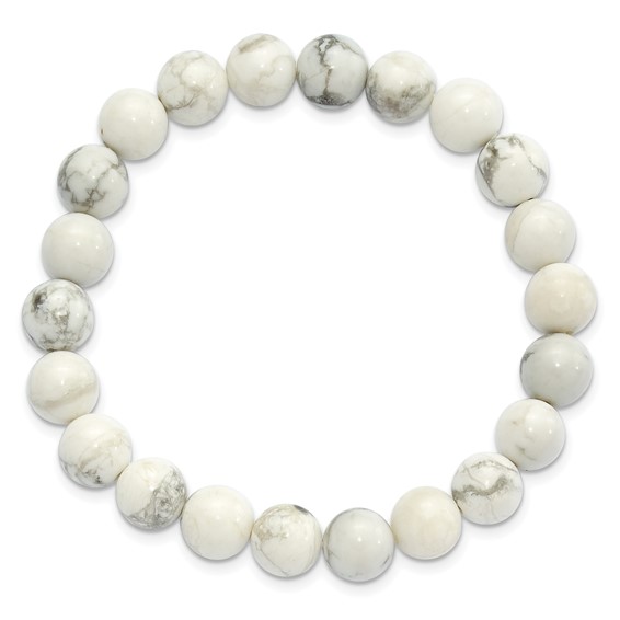 White Howlite 8.50mm Beaded Stretch Bracelet