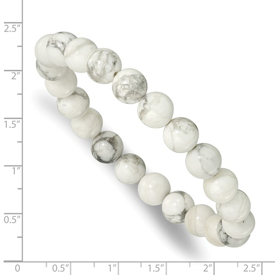 White Howlite 8.50mm Beaded Stretch Bracelet