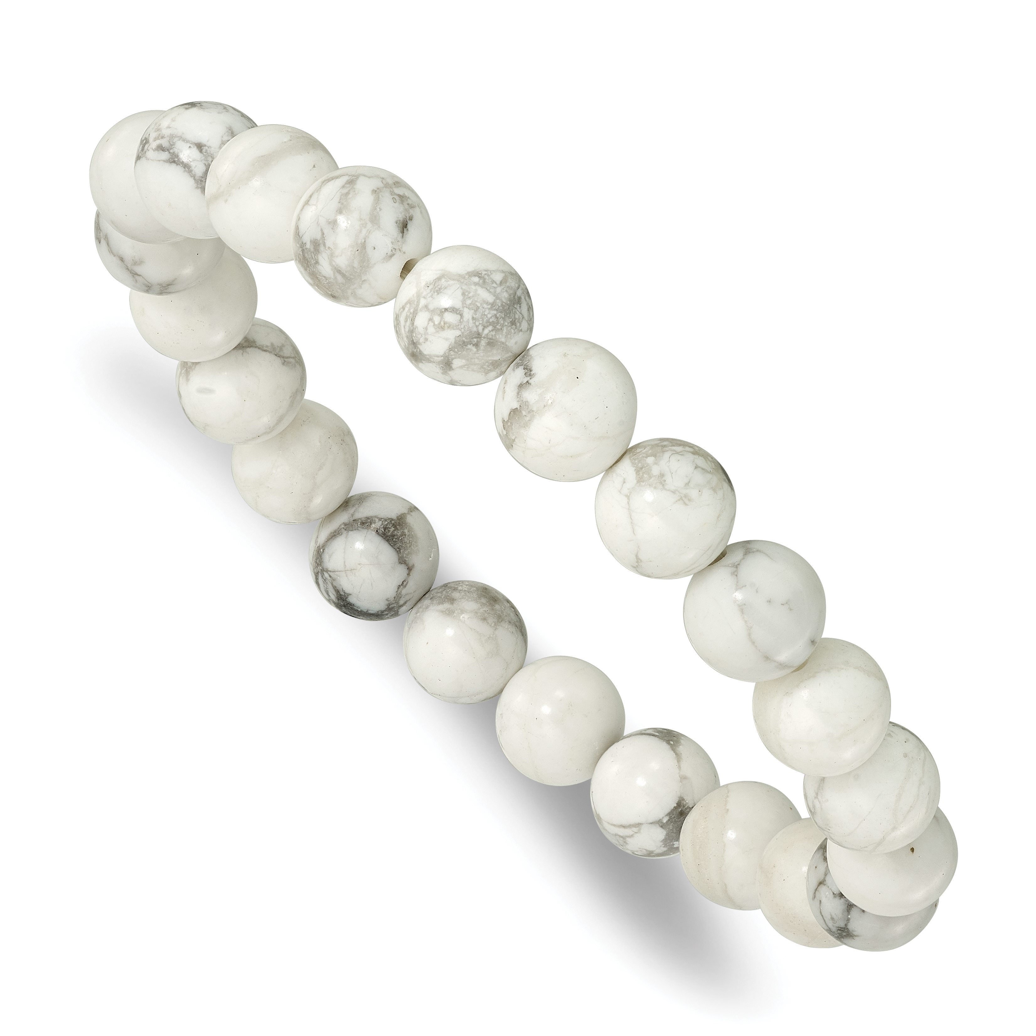White Howlite 8.50mm Beaded Stretch Bracelet (QH5759)