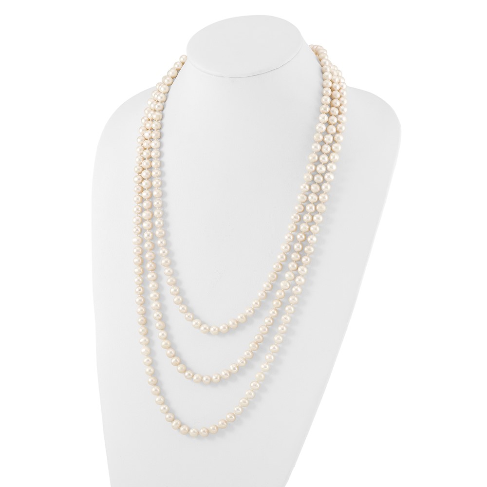 7-8mm White Near-Round Freshwater Cultured Pearl 76 inch Slip on Necklace (QH5774)