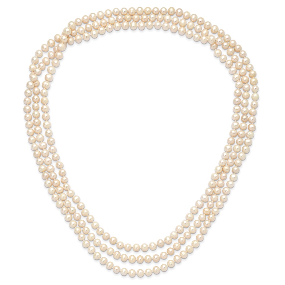 7-8mm White Near-Round Freshwater Cultured Pearl 76 inch Slip on Necklace (QH5774)