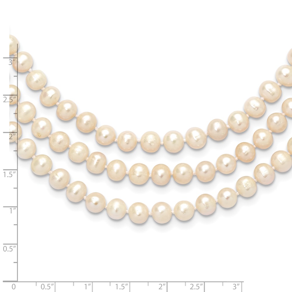 7-8mm White Near-Round Freshwater Cultured Pearl 76 inch Slip on Necklace (QH5774)
