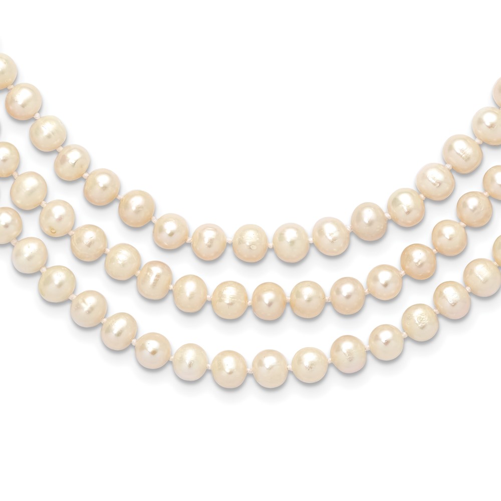 7-8mm White Near-Round Freshwater Cultured Pearl 76 inch Slip on Necklace (QH5774)