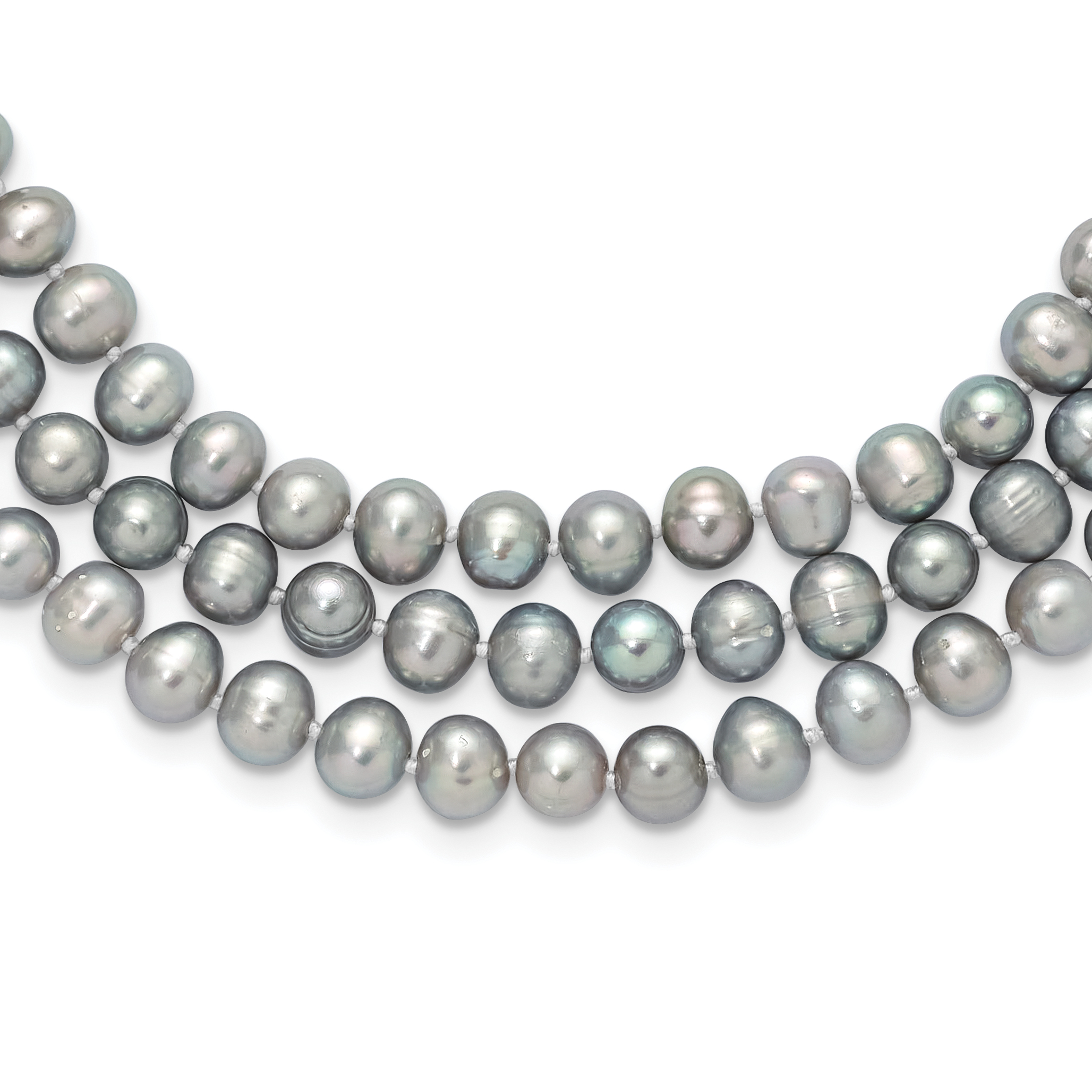 7-8mm Grey Near-Round Freshwater Cultured Pearl 76 inch Slip on Necklace (QH5776)