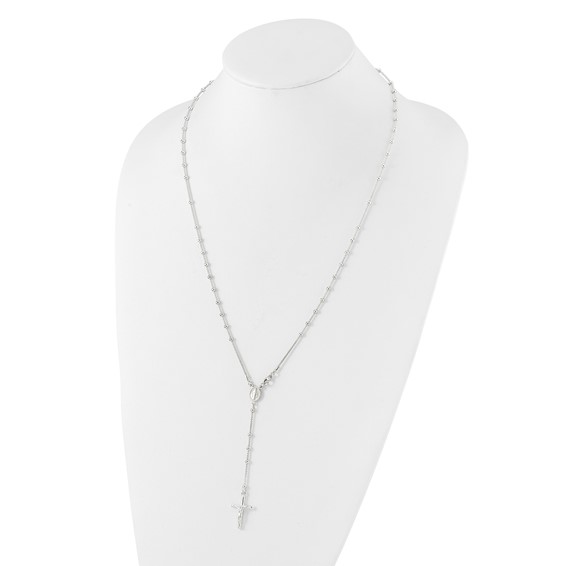 Sterling Silver 24in Rosary Necklace