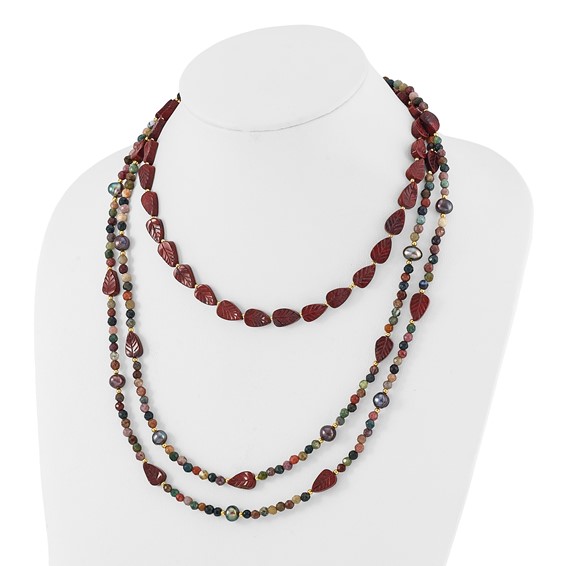 Sterling Silver Gold-plated Multi Stone Adj. 17in or 40in Necklace