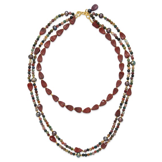 Sterling Silver Gold-plated Multi Stone Adj. 17in or 40in Necklace