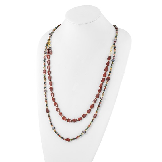 Sterling Silver Gold-plated Multi Stone Adj. 17in or 40in Necklace