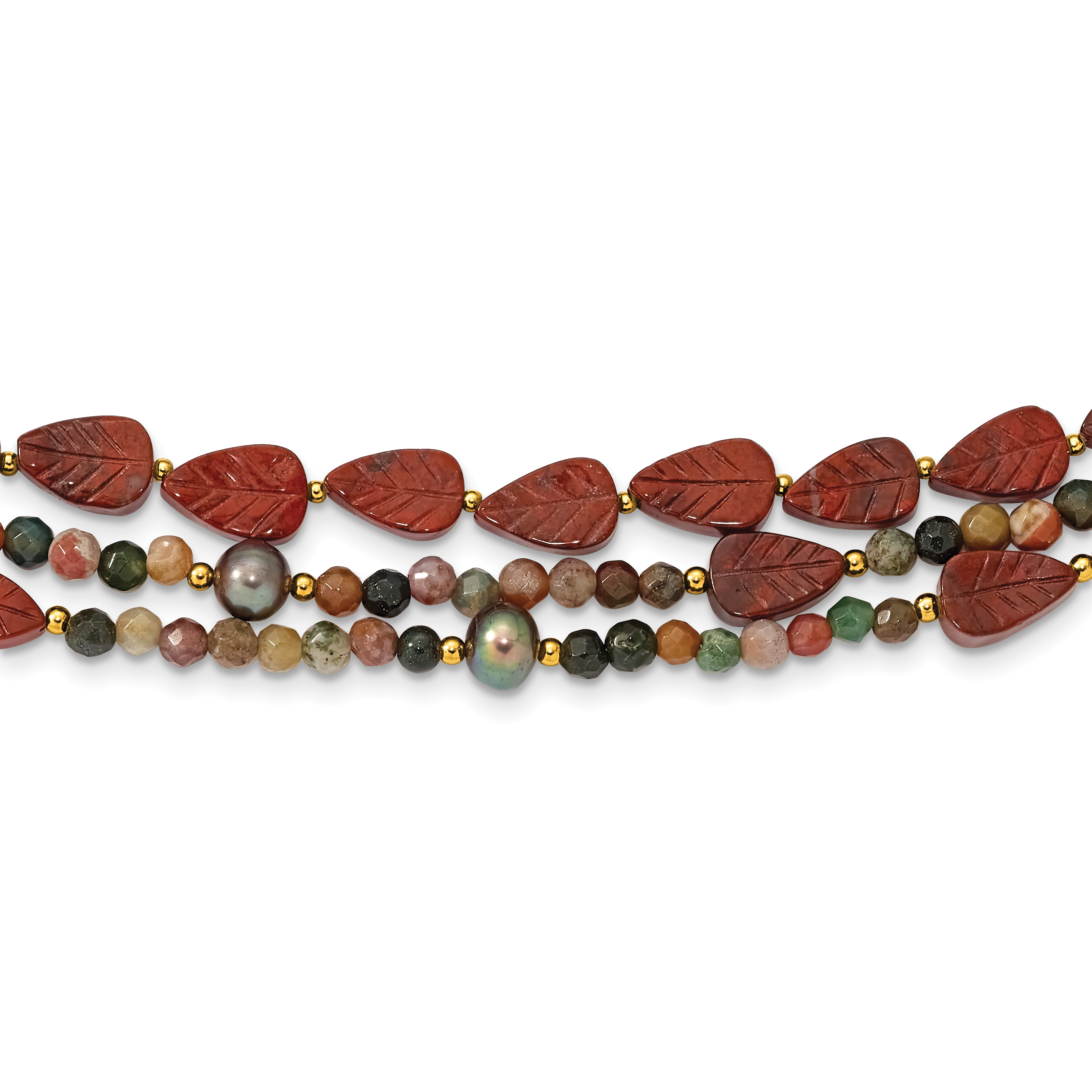 Sterling Silver Gold-plated Multi Stone Adj. 17in or 40in Necklace (QH5832)